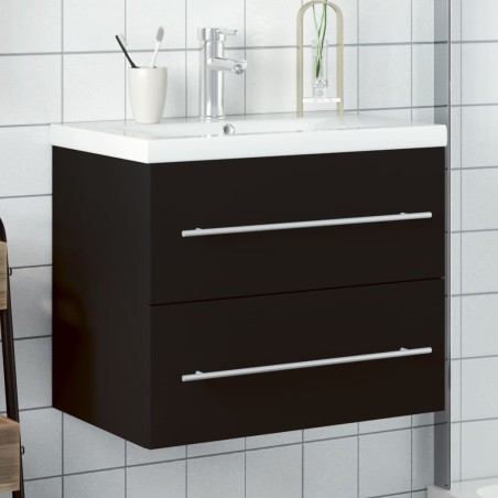 vidaXL Mueble de baño con lavabo integrado negro