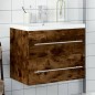 vidaXL Mueble de baño con lavabo integrado roble ahumado vidaXL Mueble de baño con lavabo integrado roble ahumado