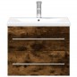 vidaXL Mueble de baño con lavabo integrado roble ahumado vidaXL Mueble de baño con lavabo integrado roble ahumado