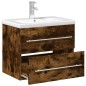 vidaXL Mueble de baño con lavabo integrado roble ahumado vidaXL Mueble de baño con lavabo integrado roble ahumado