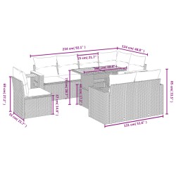 vidaXL Set de sofás de jardín 8 piezas y cojines ratán sintético negro