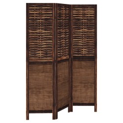 vidaXL Biombo separador de 3 paneles madera paulownia marrón oscuro