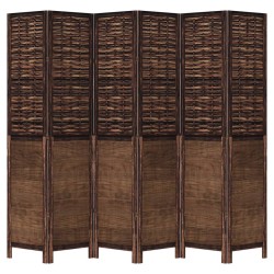 vidaXL Biombo separador de 6 paneles madera paulownia marrón oscuro