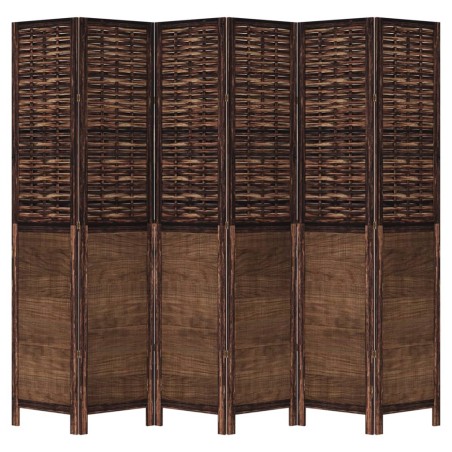 vidaXL Biombo separador de 6 paneles madera paulownia marrón oscuro