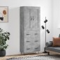 vidaXL Aparador alto madera contrachapada gris hormigón 69,5x34x180 cm vidaXL Aparador alto madera contrachapada gris hormigón 69,5x34x180 cm