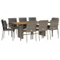 vidaXL Set comedor jardín 9 pzas y cojines ratán sintético gris vidaXL Set comedor jardín 9 pzas y cojines ratán sintético gris