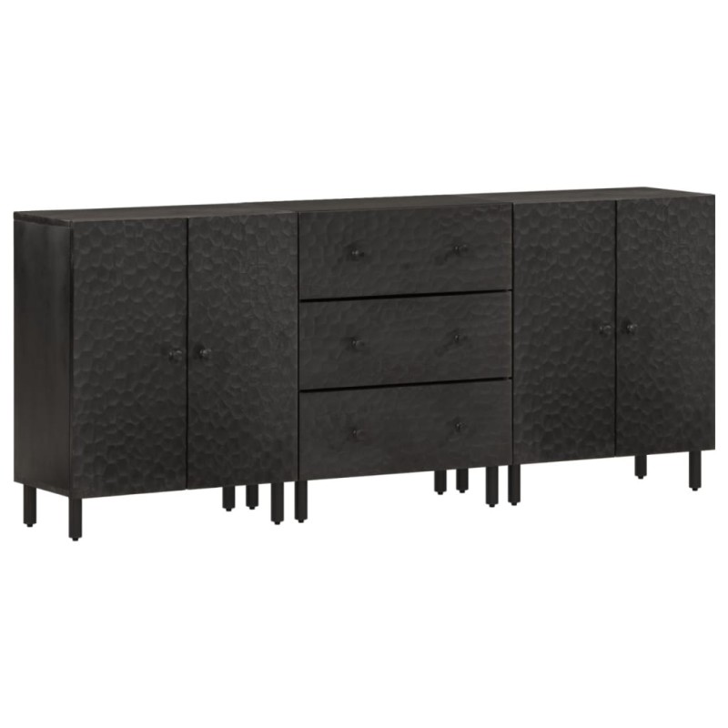 vidaXL Armarios auxiliares 3 pzas madera maciza mango negro 60x33x75cm vidaXL Armarios auxiliares 3 pzas madera maciza mango negro 60x33x75cm