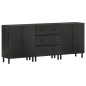 vidaXL Armarios auxiliares 3 pzas madera maciza mango negro 60x33x75cm vidaXL Armarios auxiliares 3 pzas madera maciza mango negro 60x33x75cm