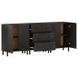 vidaXL Armarios auxiliares 3 pzas madera maciza mango negro 60x33x75cm vidaXL Armarios auxiliares 3 pzas madera maciza mango negro 60x33x75cm