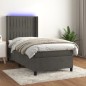 vidaXL Cama box spring colchón y LED terciopelo gris oscuro 100x200 cm vidaXL Cama box spring colchón y LED terciopelo gris oscuro 100x200 cm