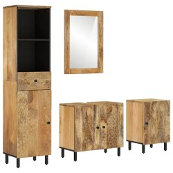 vidaXL Conjunto de armarios de baño 4 piezas madera maciza de mango