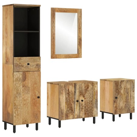 vidaXL Conjunto de armarios de baño 4 piezas madera maciza de mango
