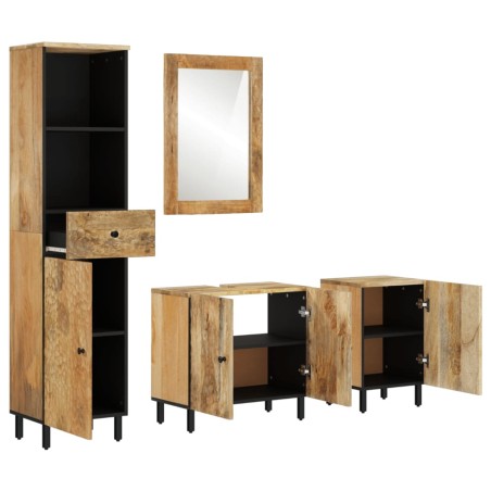 vidaXL Conjunto de armarios de baño 4 piezas madera maciza de mango