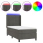 vidaXL Cama box spring colchón y LED terciopelo gris oscuro 100x200 cm vidaXL Cama box spring colchón y LED terciopelo gris oscuro 100x200 cm