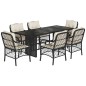 vidaXL Set de comedor de jardín 7 pzas y cojines ratán sintético negro vidaXL Set de comedor de jardín 7 pzas y cojines ratán sintético negro
