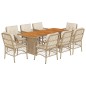 vidaXL Set comedor de jardín 9 pzas con cojines ratán sintético beige vidaXL Set comedor de jardín 9 pzas con cojines ratán sintético beige