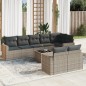vidaXL Set de muebles de jardín 9 pzas y cojines ratán sintético gris vidaXL Set de muebles de jardín 9 pzas y cojines ratán sintético gris