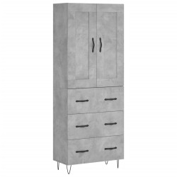 vidaXL Aparador alto madera contrachapada gris hormigón 69,5x34x180 cm