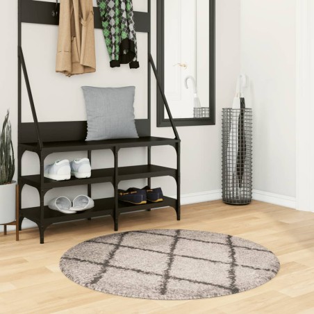 vidaXL Alfombra de pelo largo moderna beige y antracita Ø 100 cm