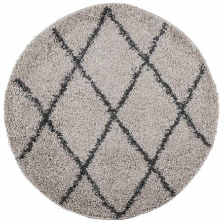 vidaXL Alfombra de pelo largo moderna beige y antracita Ø 100 cm