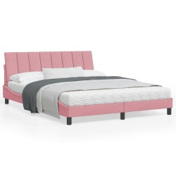vidaXL Estructura de cama con cabecero de terciopelo rosa 160x200 cm