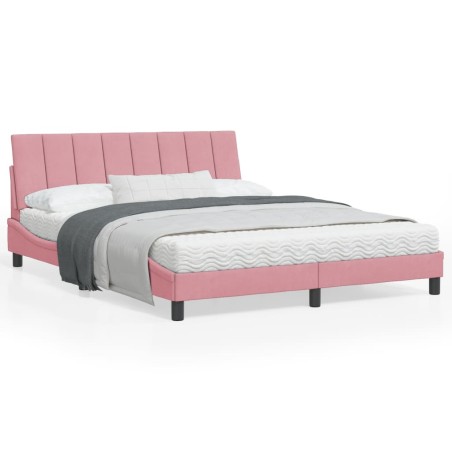 vidaXL Estructura de cama con cabecero de terciopelo rosa 160x200 cm