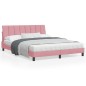vidaXL Estructura de cama con cabecero de terciopelo rosa 160x200 cm vidaXL Estructura de cama con cabecero de terciopelo rosa 160x200 cm