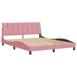 vidaXL Estructura de cama con cabecero de terciopelo rosa 160x200 cm