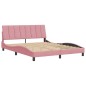 vidaXL Estructura de cama con cabecero de terciopelo rosa 160x200 cm vidaXL Estructura de cama con cabecero de terciopelo rosa 160x200 cm