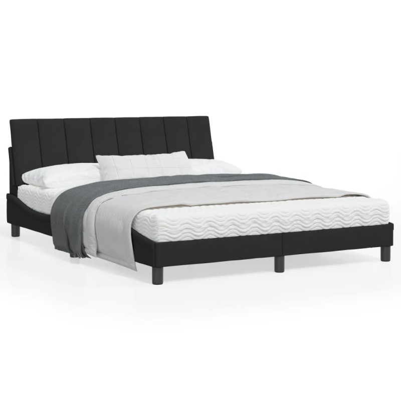 vidaXL Estructura de cama con cabecero de terciopelo negro 160x200 cm vidaXL Estructura de cama con cabecero de terciopelo negro 160x200 cm