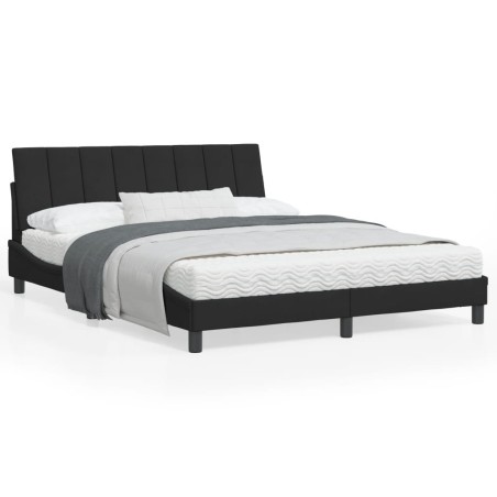 vidaXL Estructura de cama con cabecero de terciopelo negro 160x200 cm