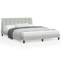 vidaXL Estructura de cama con cabecero terciopelo gris claro 160x200cm