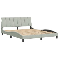 vidaXL Estructura de cama con cabecero terciopelo gris claro 160x200cm