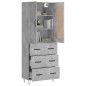 vidaXL Aparador alto madera contrachapada gris hormigón 69,5x34x180 cm vidaXL Aparador alto madera contrachapada gris hormigón 69,5x34x180 cm