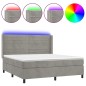 vidaXL Cama box spring colchón y LED terciopelo gris claro 180x200 cm vidaXL Cama box spring colchón y LED terciopelo gris claro 180x200 cm