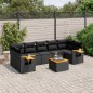vidaXL Set de sofás de jardín 8 piezas y cojines ratán sintético negro vidaXL Set de sofás de jardín 8 piezas y cojines ratán sintético negro