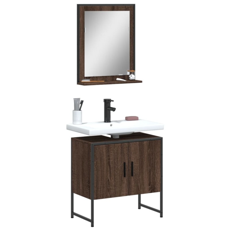 vidaXL Set de muebles de baño 2 pzas madera de ingeniería marrón roble vidaXL Set de muebles de baño 2 pzas madera de ingeniería marrón roble