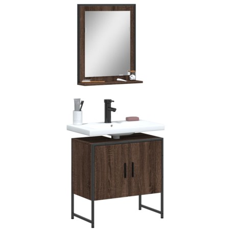 vidaXL Set de muebles de baño 2 pzas madera de ingeniería marrón roble
