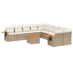 vidaXL Set de sofás de jardín 11pzas con cojines ratán sintético beige
