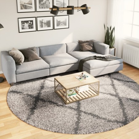 vidaXL Alfombra de pelo largo moderna beige y antracita Ø 280 cm