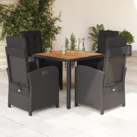 vidaXL Set de muebles jardín 5 pzas con cojines ratán sintético negro