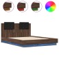 vidaXL Estructura cama con cabecero luces LED marrón roble 120x190 cm vidaXL Estructura cama con cabecero luces LED marrón roble 120x190 cm