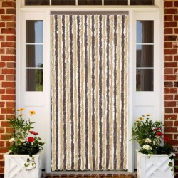 vidaXL Cortina antimoscas chenilla marrón oscuro y beige 90x220 cm
