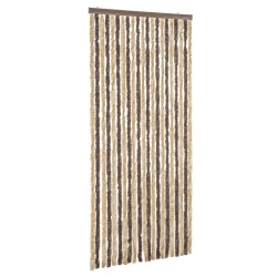 vidaXL Cortina antimoscas chenilla marrón oscuro y beige 90x220 cm