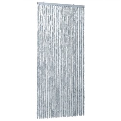 vidaXL Cortina antimoscas chenilla blanco y gris 100x200 cm