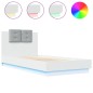vidaXL Estructura de cama con cabecero y luces LED blanco 75x190 cm vidaXL Estructura de cama con cabecero y luces LED blanco 75x190 cm