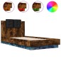 vidaXL Estructura de cama cabecero luces LED roble ahumado 75x190 cm vidaXL Estructura de cama cabecero luces LED roble ahumado 75x190 cm