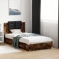 vidaXL Estructura de cama cabecero luces LED roble ahumado 75x190 cm vidaXL Estructura de cama cabecero luces LED roble ahumado 75x190 cm