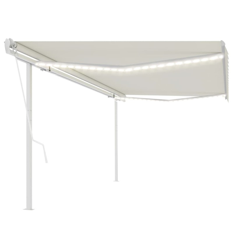 vidaXL Toldo automático con LED y sensor de viento crema 5x3 m vidaXL Toldo automático con LED y sensor de viento crema 5x3 m