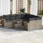 vidaXL Set de muebles de jardín 9 pzas y cojines ratán sintético gris vidaXL Set de muebles de jardín 9 pzas y cojines ratán sintético gris